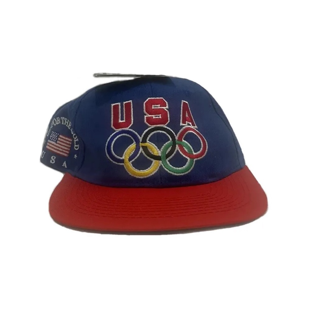 Vintage Starter 1990's Team USA Olympics SnapBack Blue Red "Go For The Gold" NWT
